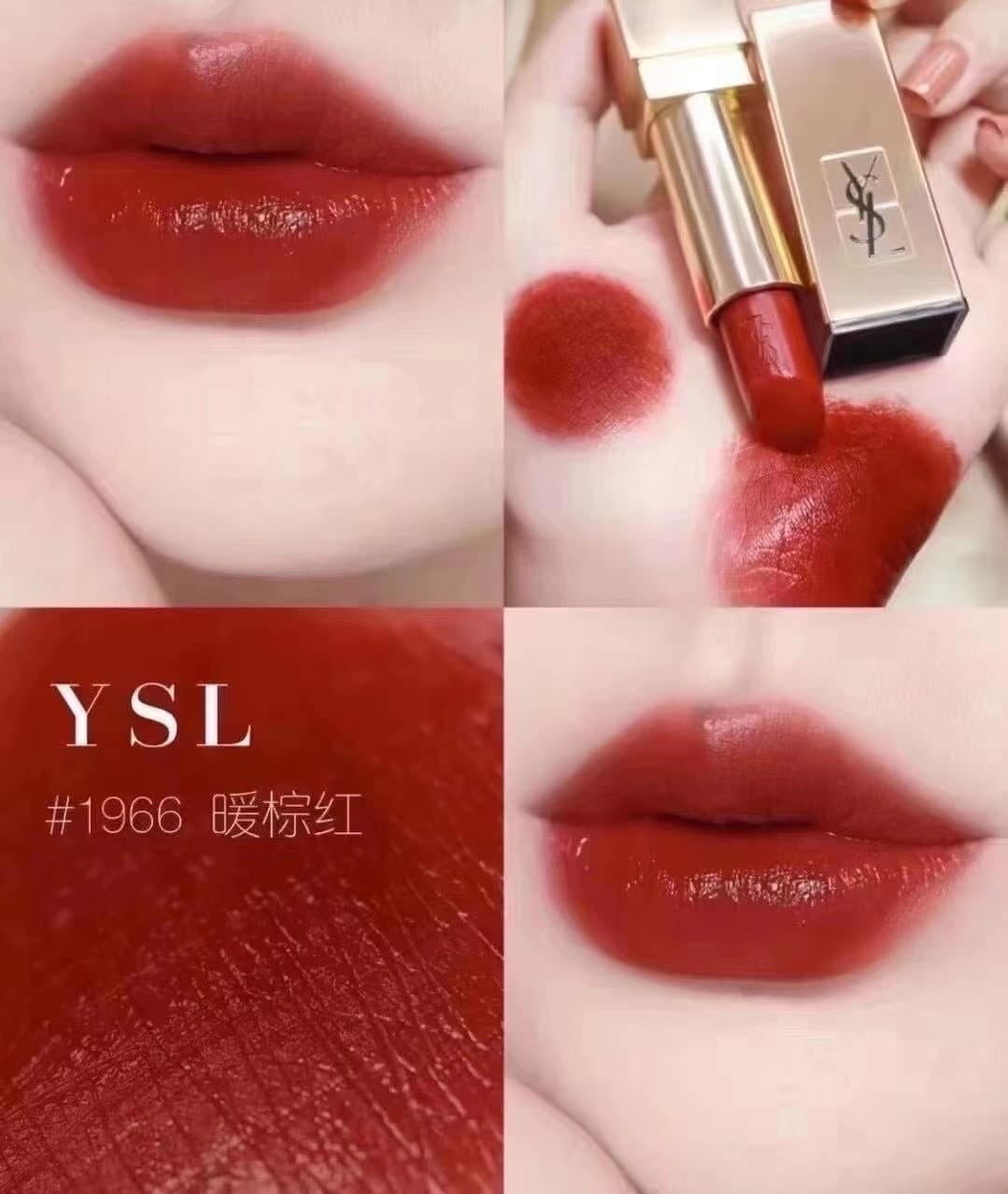YSL Square Tube Lipstick #1966 is an irreplaceable reddish-brown color. It has a tomato-like tone when applied thinly and warm red-orange brown when applied thickly. When you apply it, you will be a retro and elegant Hong Kong style goddess!