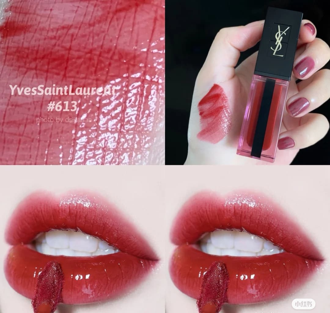 Counter-quality YSL Yves Saint Laurent Water Glow Lip Glaze 613#. It’s such a big candied haws. I haven’t bought such a girly water gloss lip glaze for a long time. The color is between candied haws color and cherry color. The texture is light and thin and the color is clear. The best state is to apply it thickly. Thick application has a beautiful watery gloss! ! ! The whole mouth becomes round, delicate and cute~