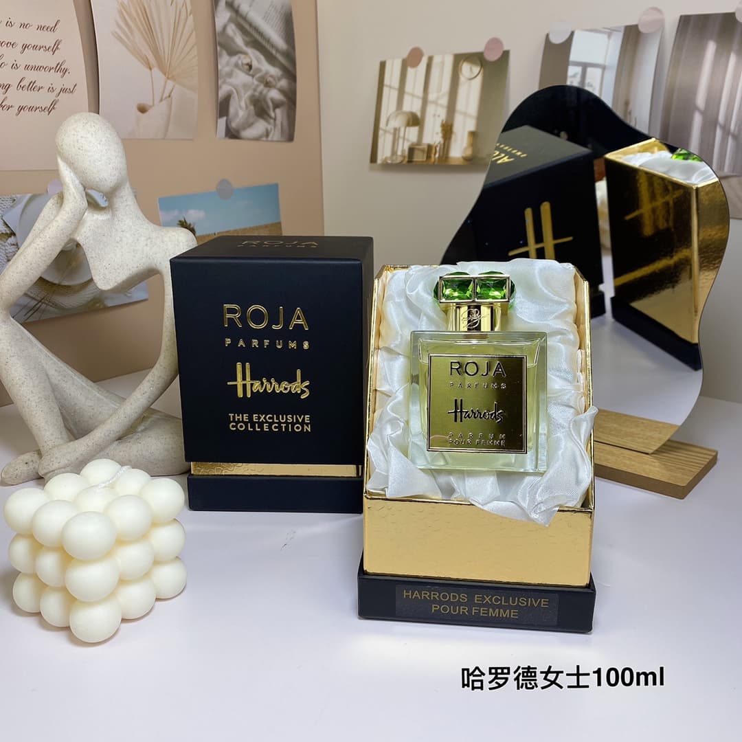 ROJA) Fragrance Notes: Woody Floral Top Notes: Bergamot, Anise Middle Notes: Palmarosa, Rose, Orange Blossom, Orange Blossom, Tuberose, Magnolia, Ylang-ylang, Violet, Cherry Base Notes: Pink Pepper, Cyperus, Cedarwood, Cashmere Wood, Sandalwood, Agarwood, Oud, Benzoin, Vanilla, Frankincense, Labdanum, Leather, Ambergris, Musk Gender: Women's Fragrance